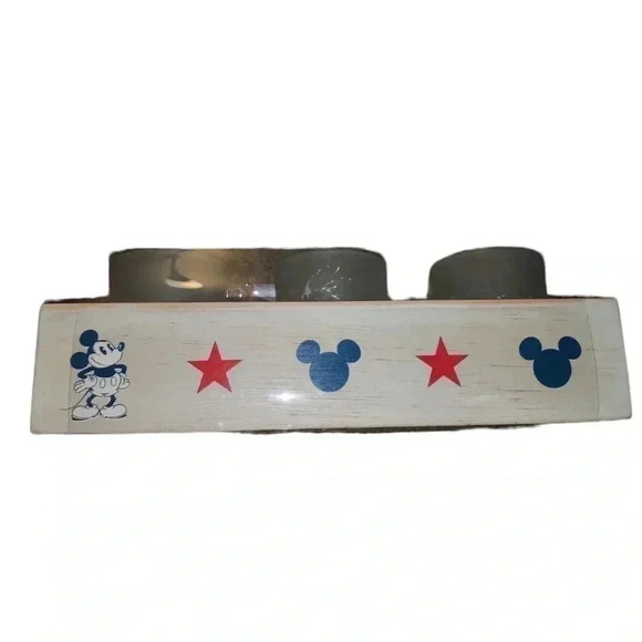 NWT Disney Parks Mickey Mouse American Legend 3 Candle Holder Set / Wooden Box - Picture 4 of 5